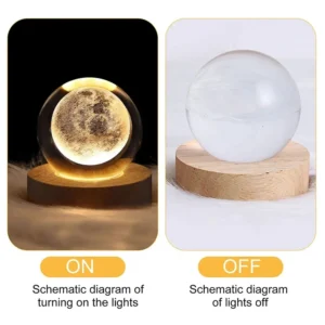 Night Light 3D Crystal Ball Lamp with Galaxy and Moon - Image 4