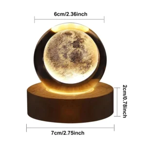 Night Light 3D Crystal Ball Lamp with Galaxy and Moon - Image 6